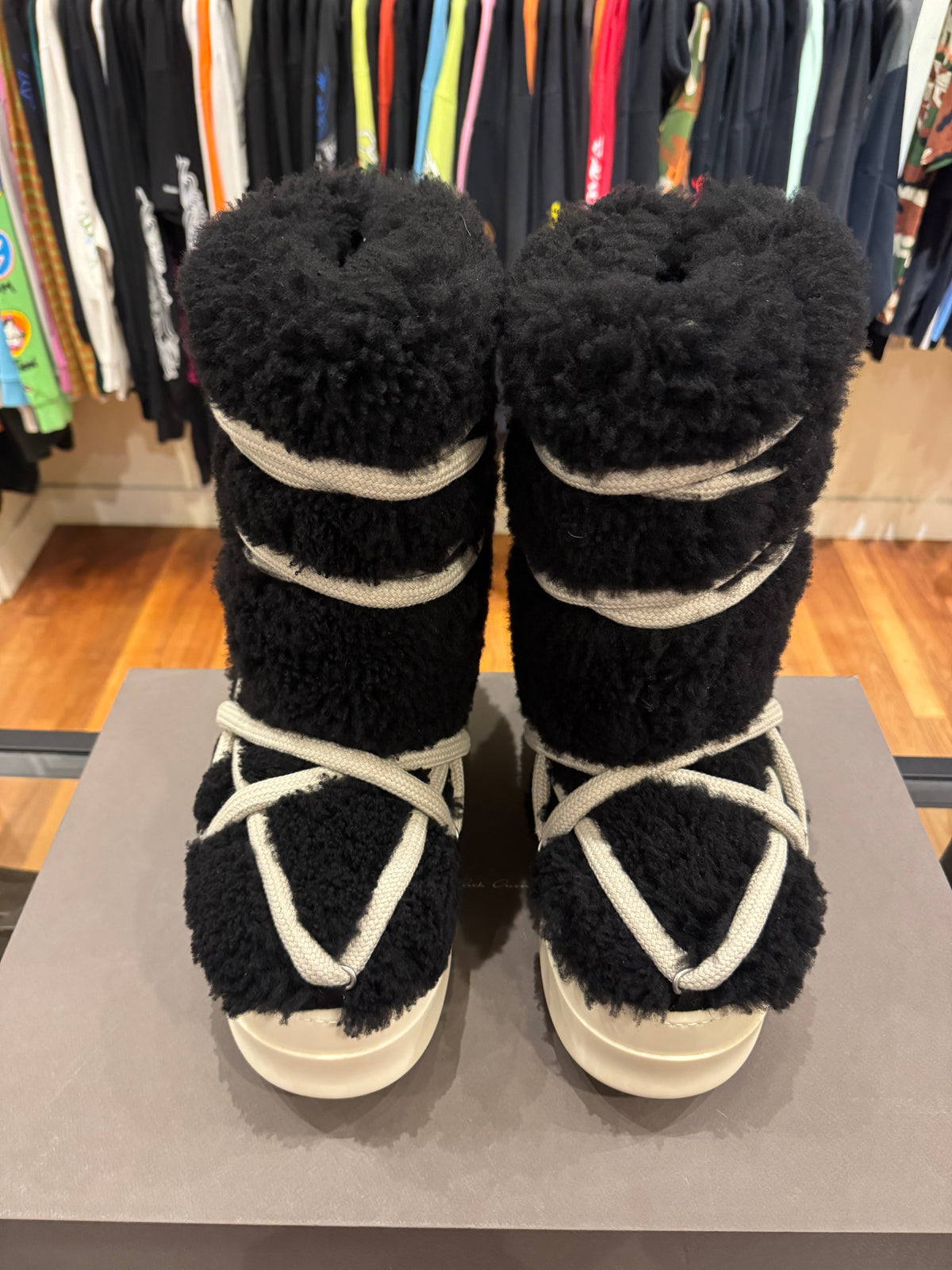 Rick Owens Lace Up Shearling Boots