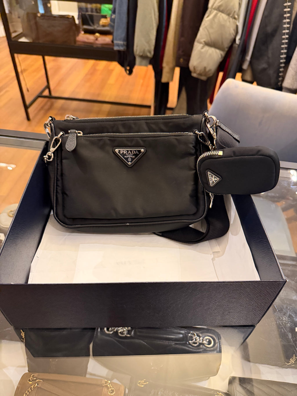 Prada Re-Nylon and Saffiano Mini Shoulder Bag - Black