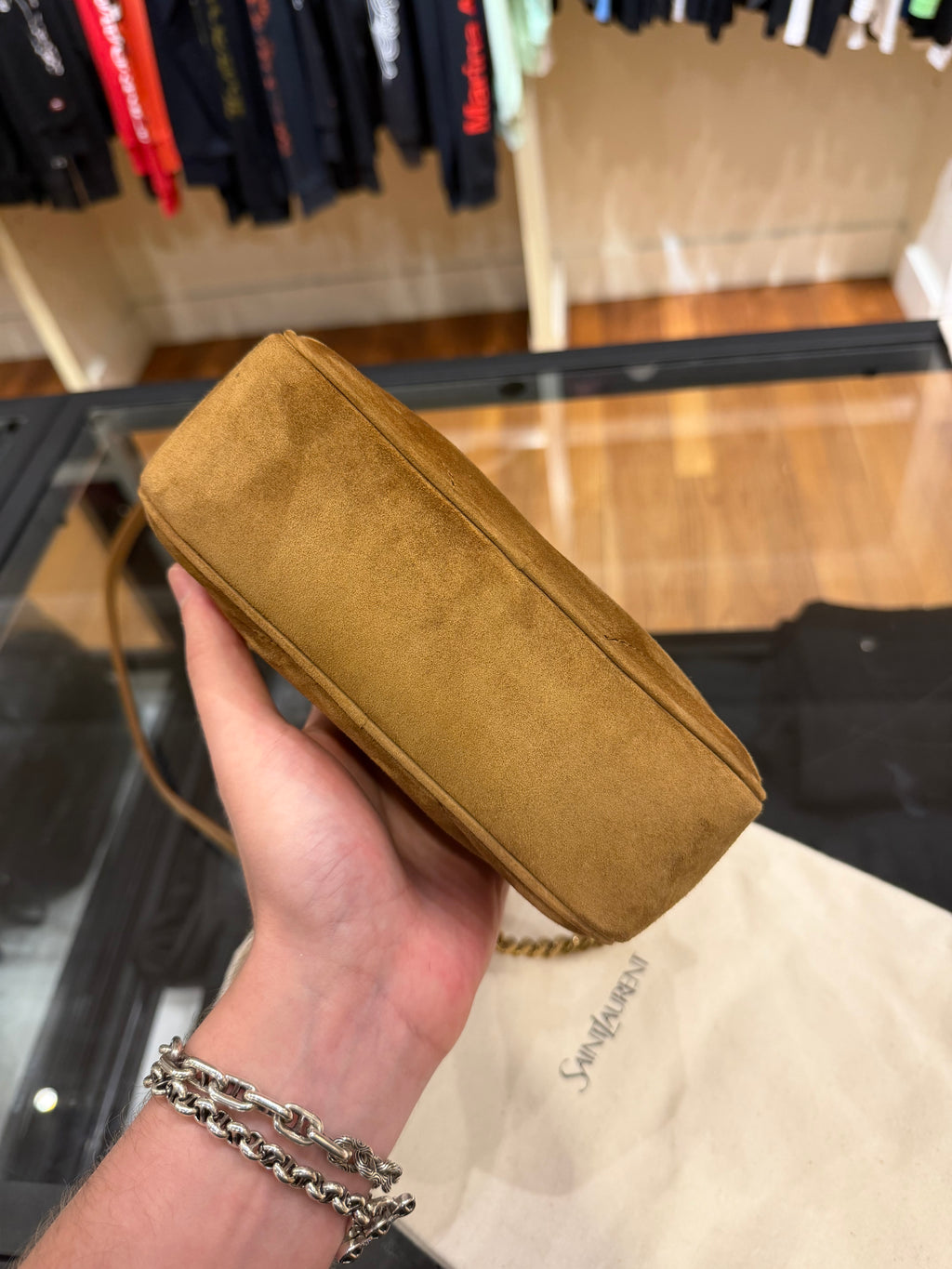 Saint Laurent LouLou Camera Bag Suede - Caramel