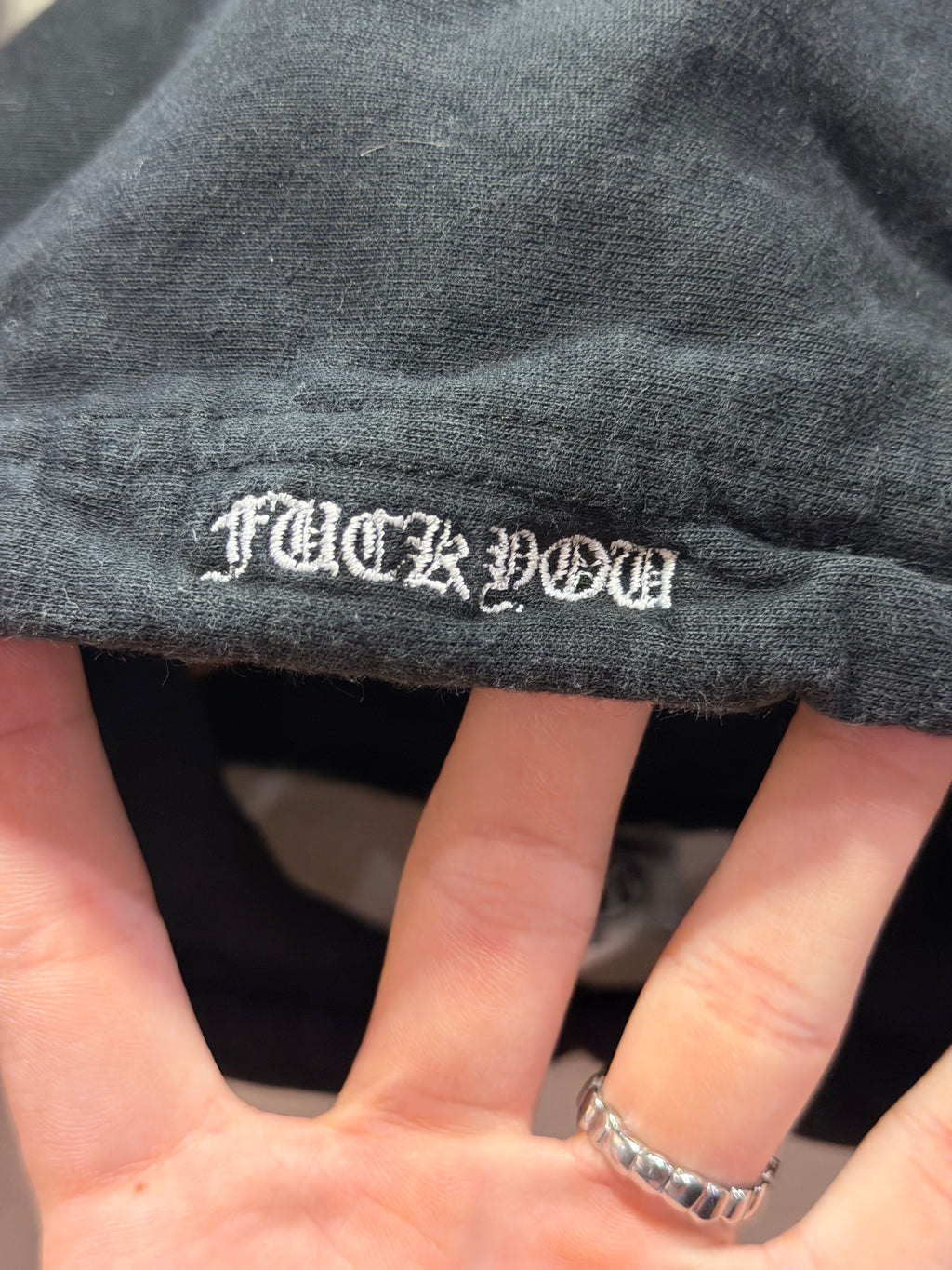 Vintage Chrome Hearts Embroidered T-Bar Logo Raglan Hoodie