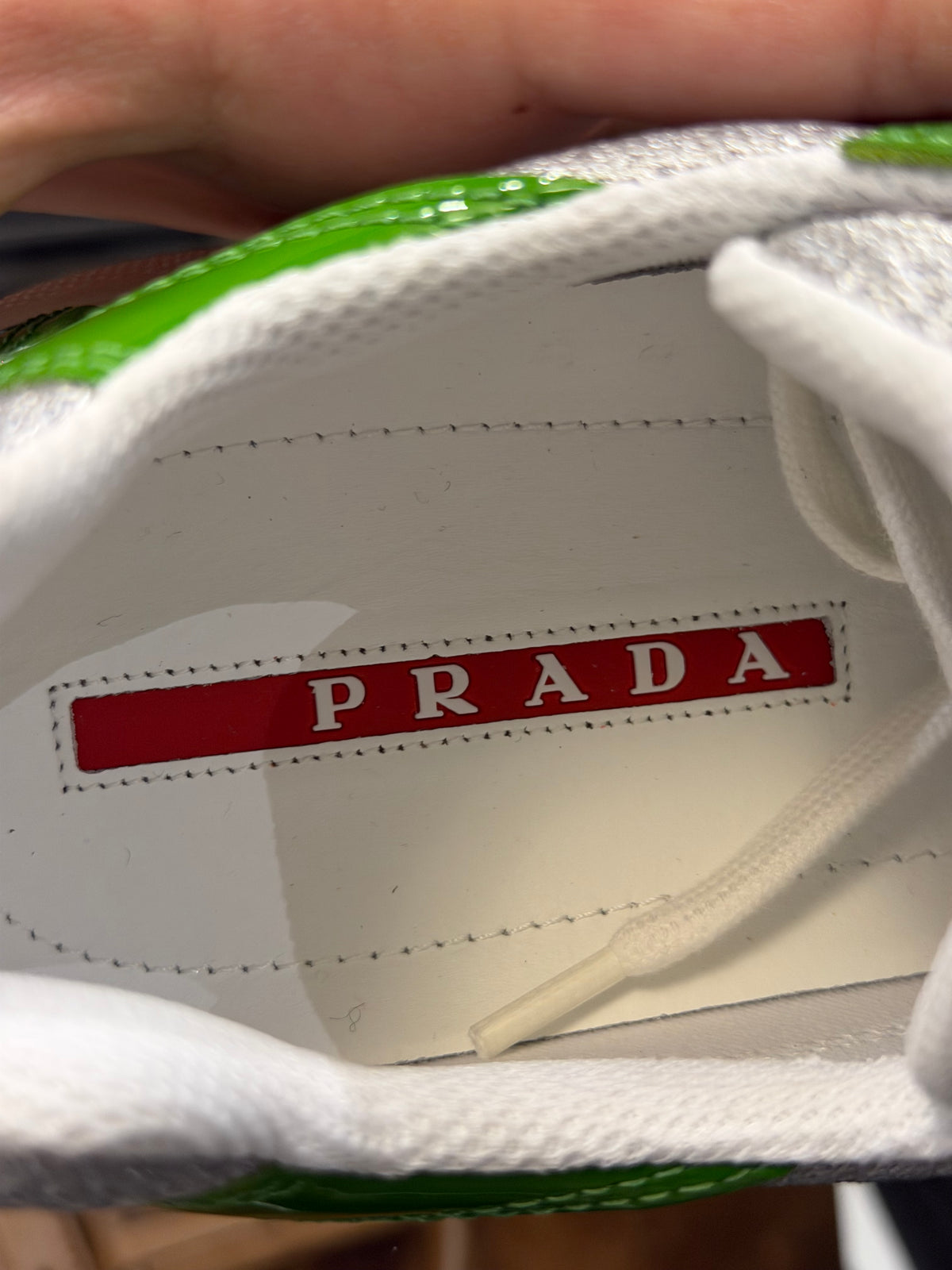 Prada America’s Cup Patent Leather & Technical Fabric Sneakers - Green