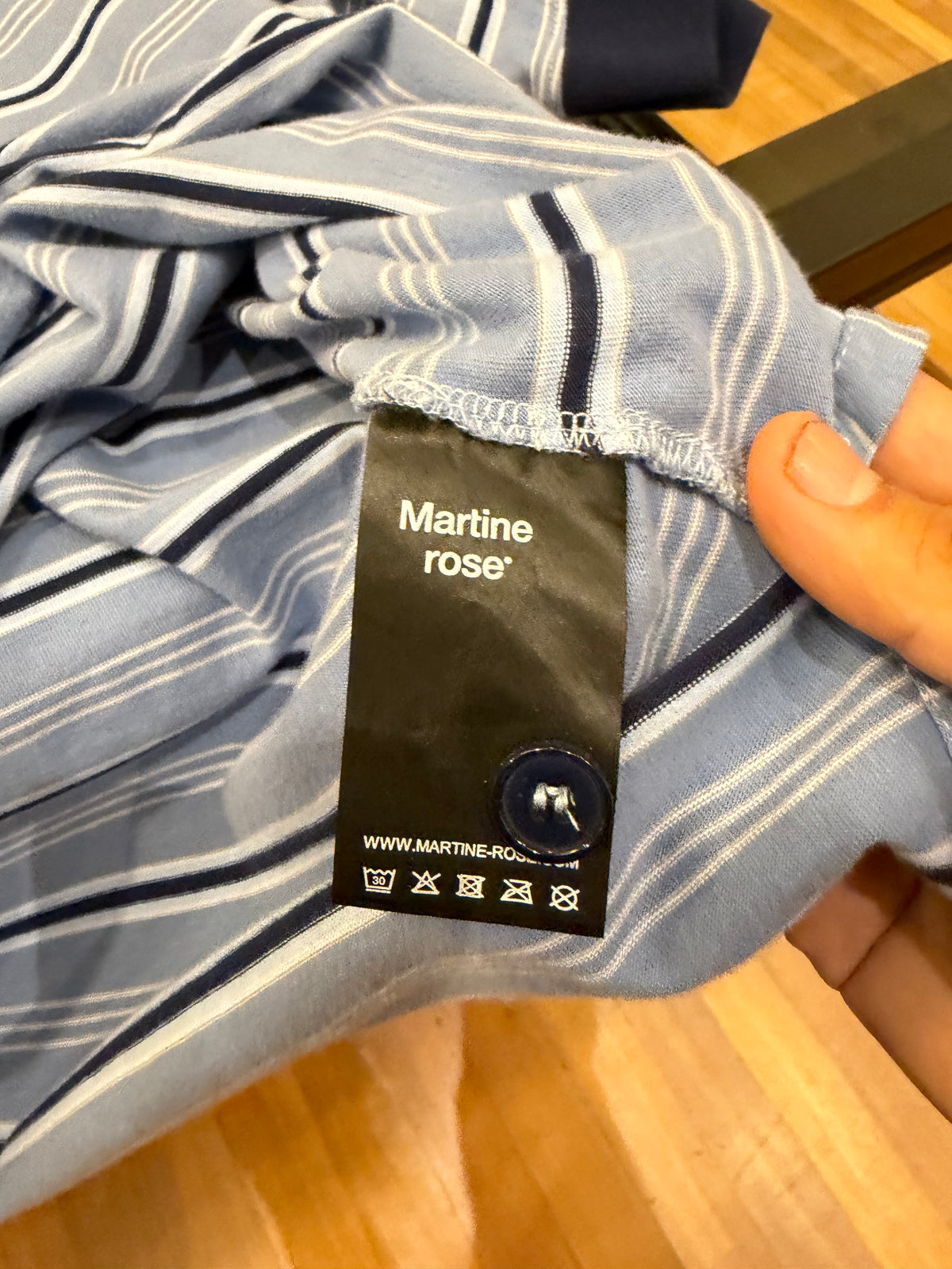 Martine Rose Striped Polo
Shirt - Blue