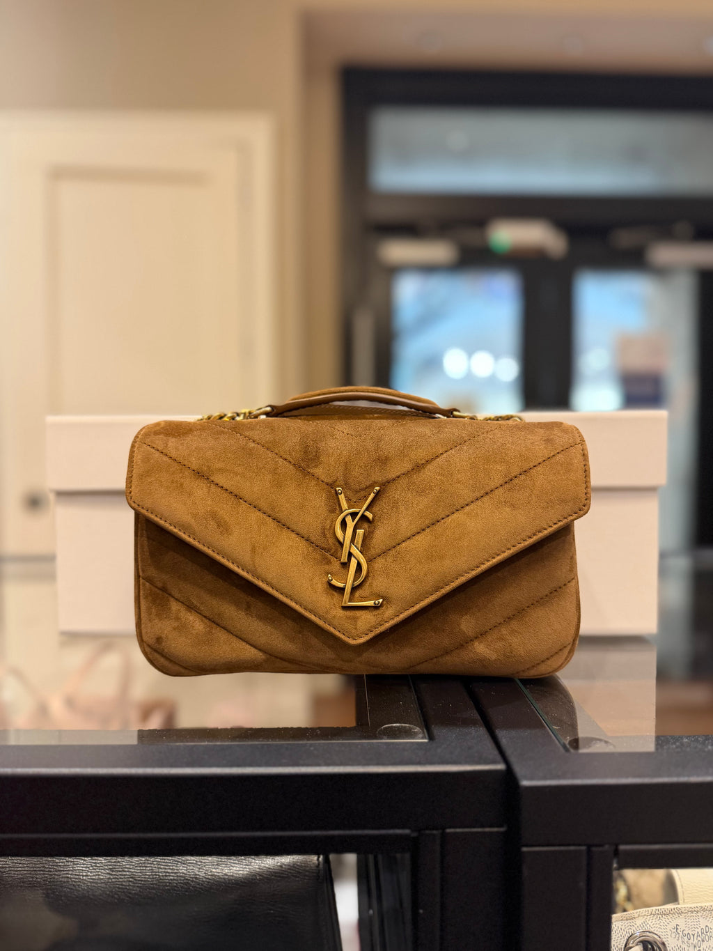 Saint Laurent LouLou Suede Medium Quilted Shoulder Bag