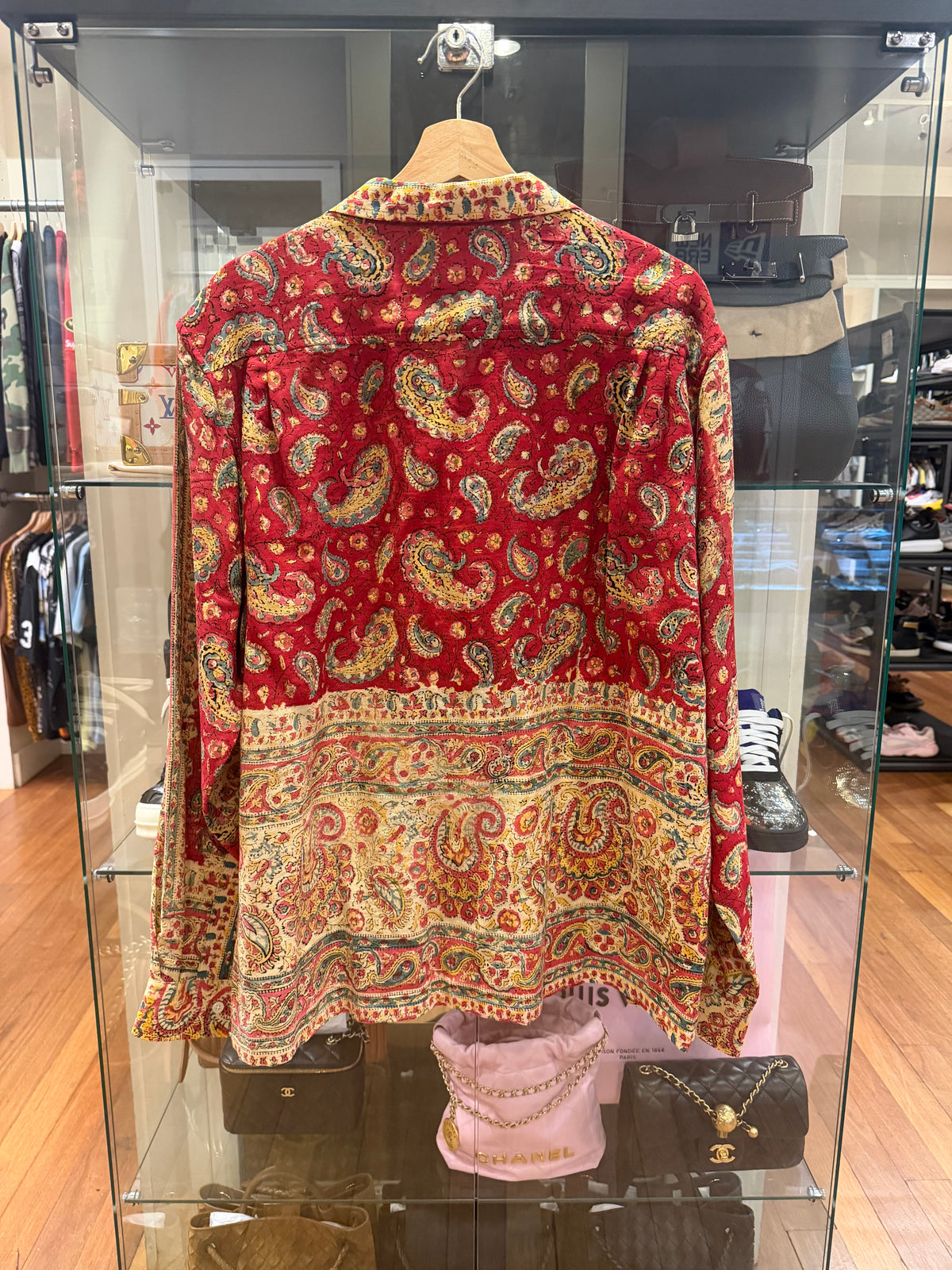 Bode Paisley Frame LS Shirt -
Red