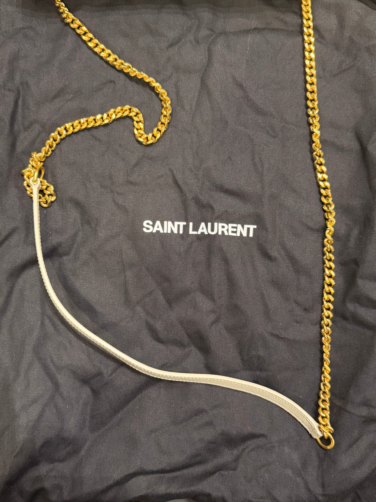 Saint Laurent Cassandre Envelope Chain Wallet - Beige