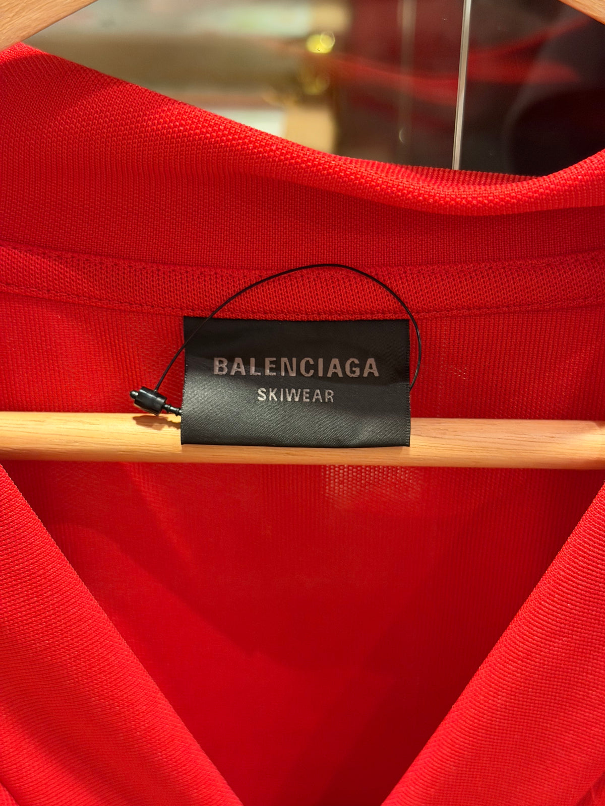 Balenciaga 3B Logo V-Neck Technical Ski Top - Red