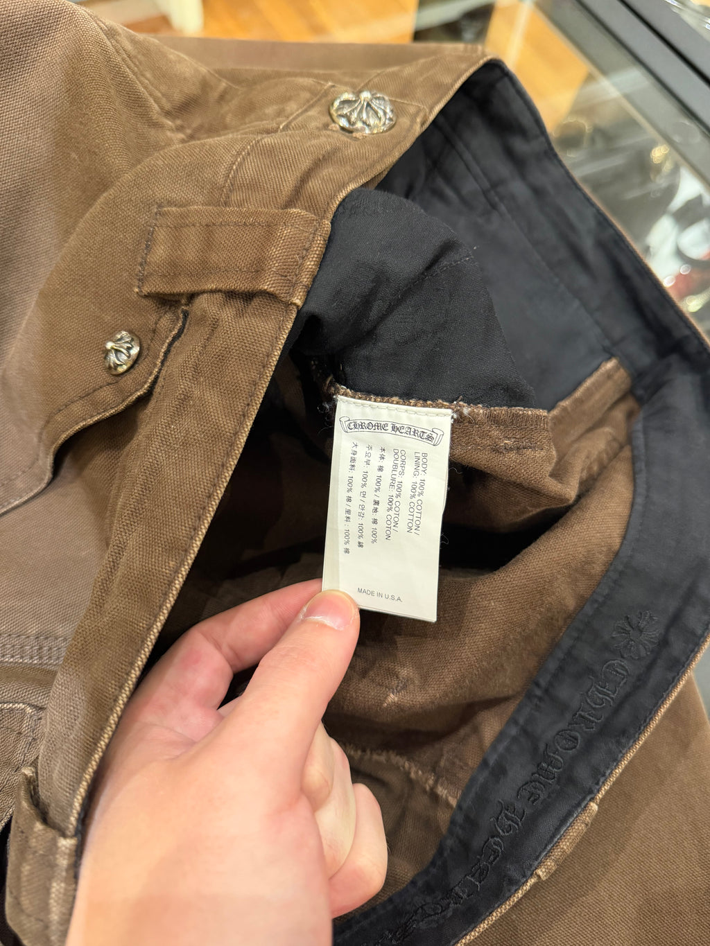 Chrome Hearts Brown Double Knee Carpenter Pants W/ Patches