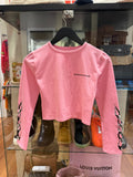 Chrome Hearts x Matty Boy Pink Flame Long Sleeve Crop Top