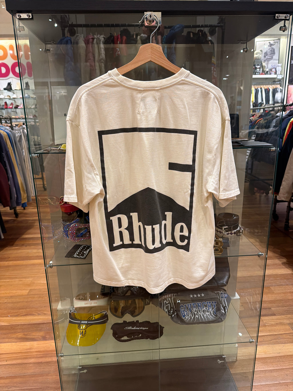 Rhude Chevron Carton Logo Tee- White