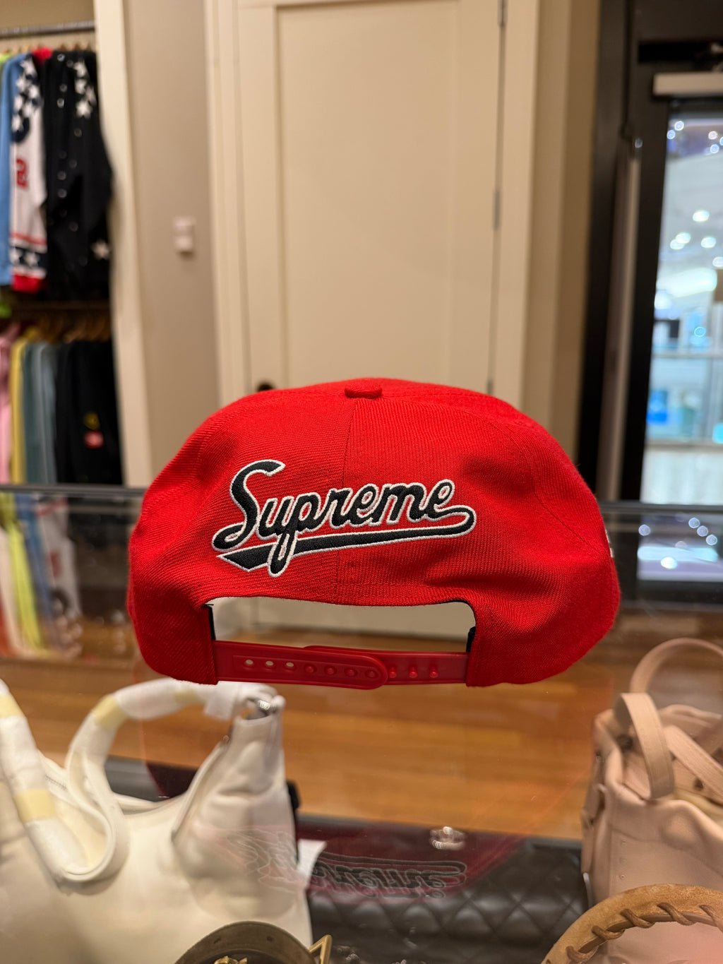 Supreme World Famous S Logo 6 Panel Baseball Cap - Red