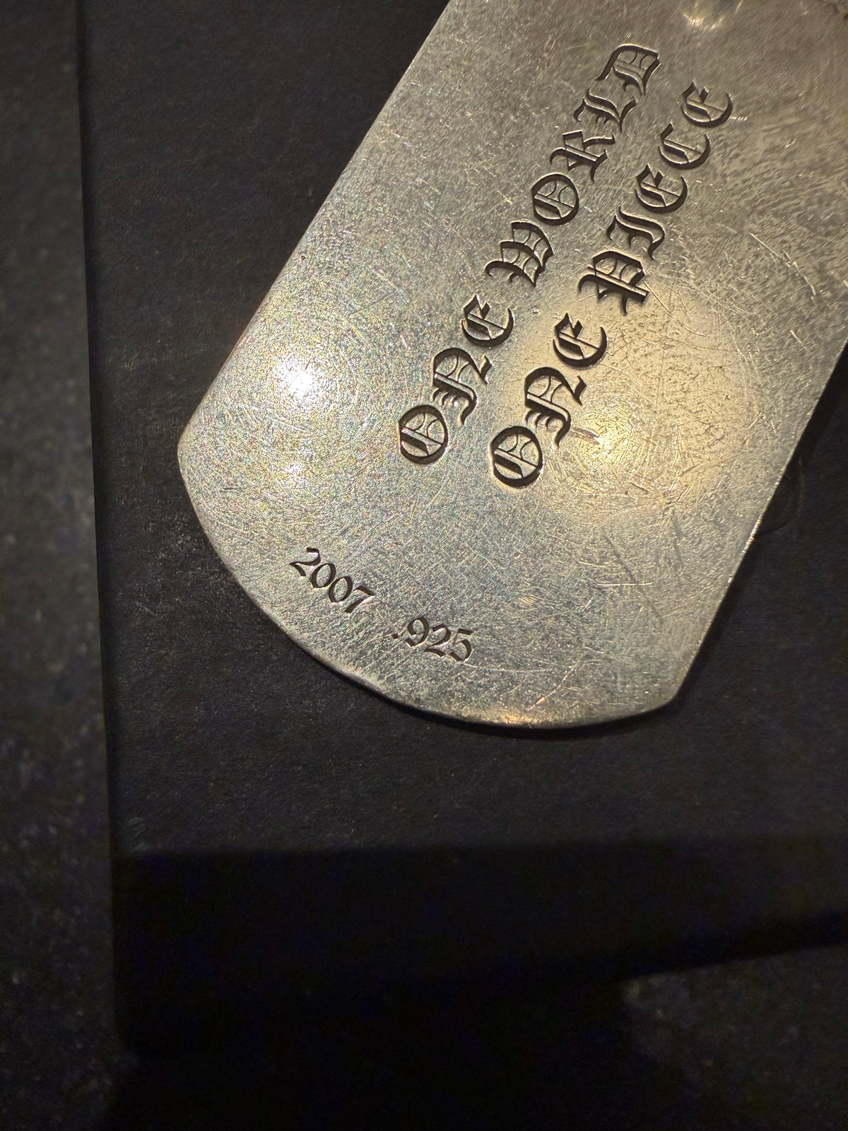 Chrome Hearts Fleur Knee ‘One World One Piece’ Dog Tag Necklace - Silver