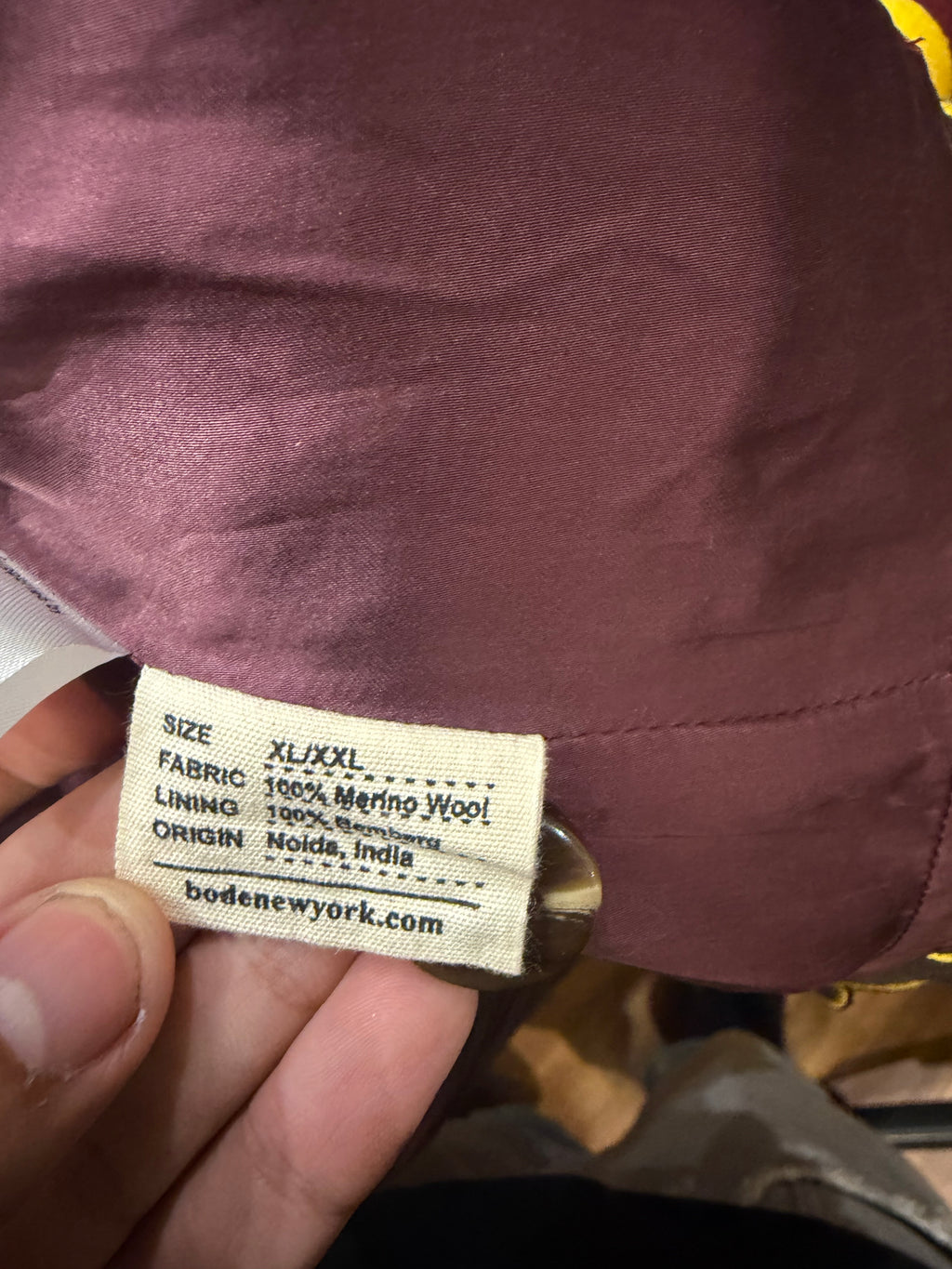 Bode French Marigold
Emroidered Merino Wool
Jacket - Burgundy