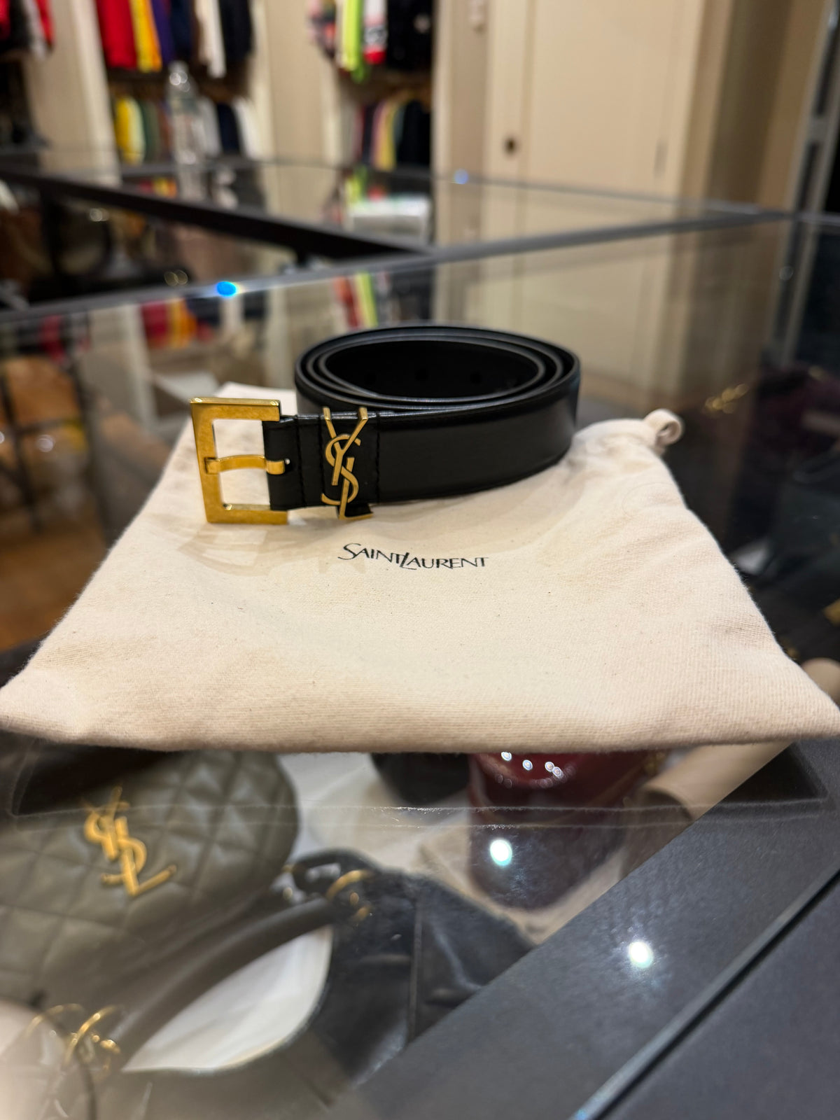 Saint Laurent Cassandre Belt - Black