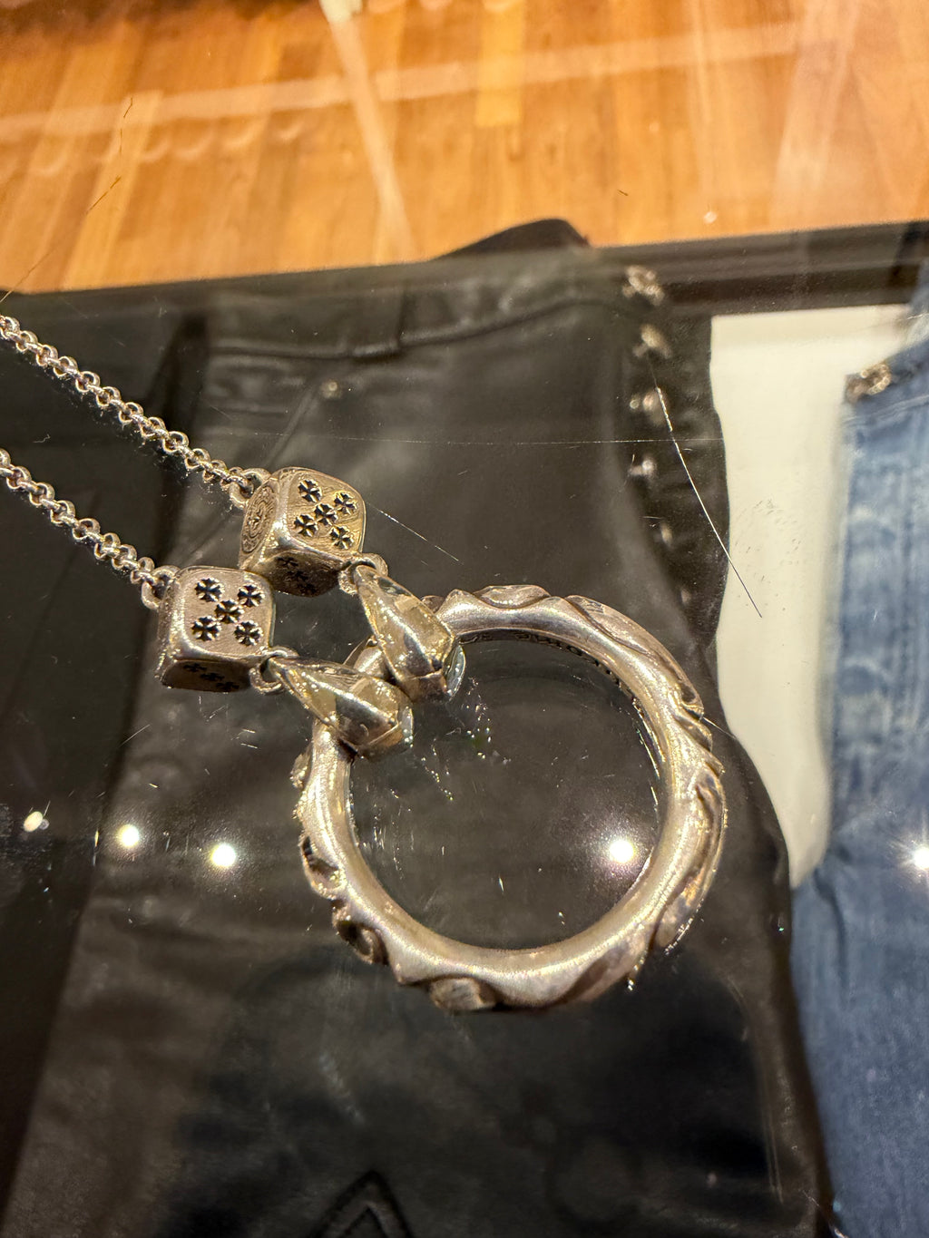 Chrome Hearts Vegas Exclusive Dice Necklace Eyewear Loop - Silver