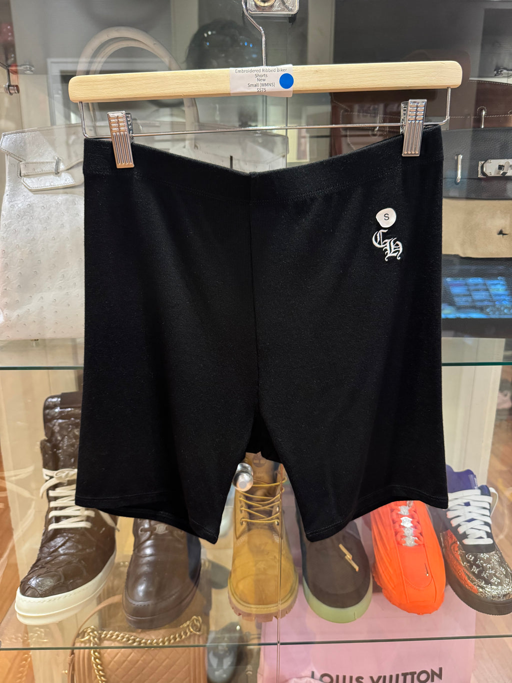 Chrome Hearts Logo Embroidered Ribbed Biker Shorts (WMNS) - Black