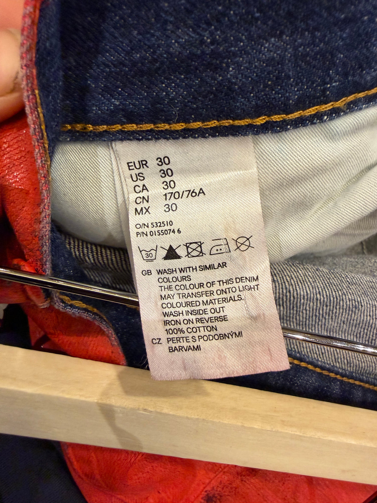 H&M x Maison Margiela Red Painted Slim Jeans