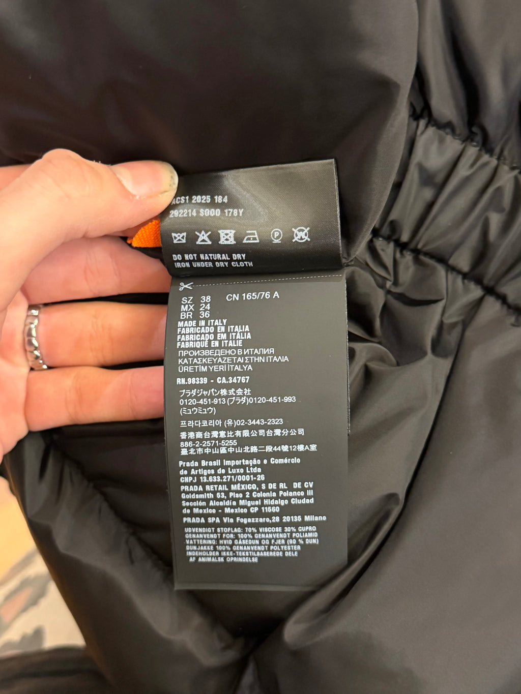 Prada Cinched Velvet Puffer Coat