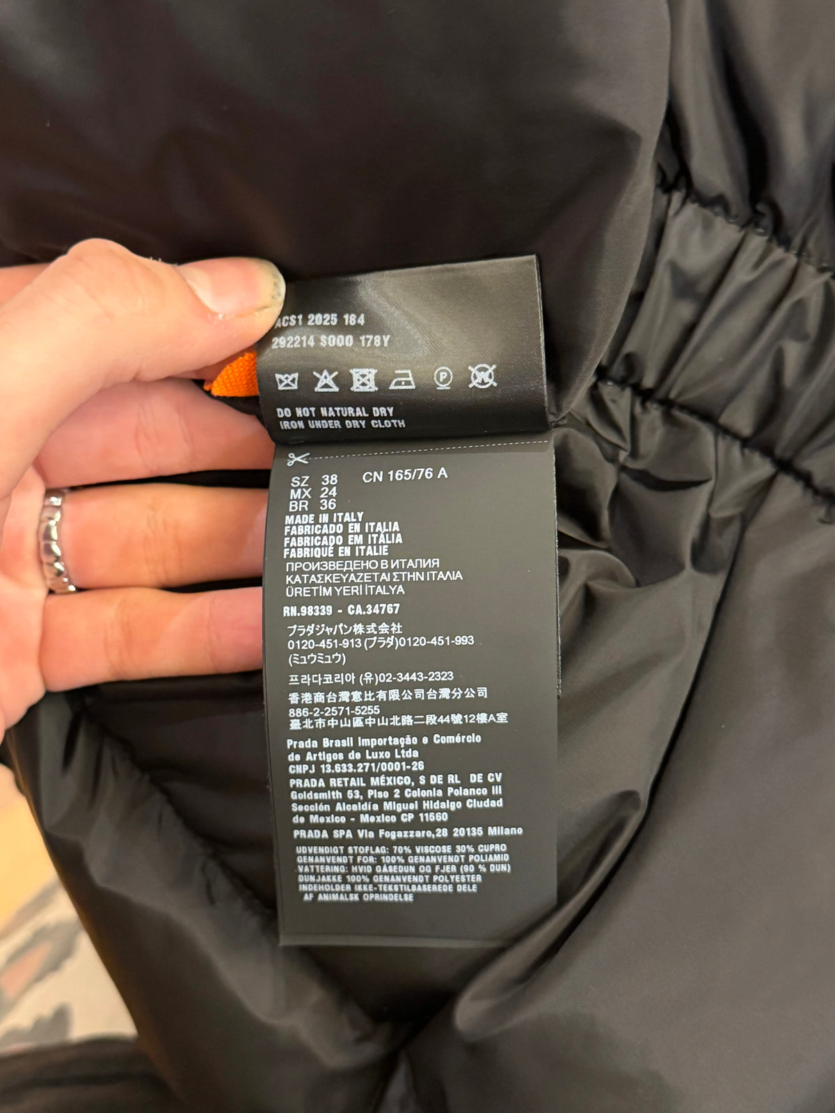 Prada Cinched Velvet Puffer Coat
