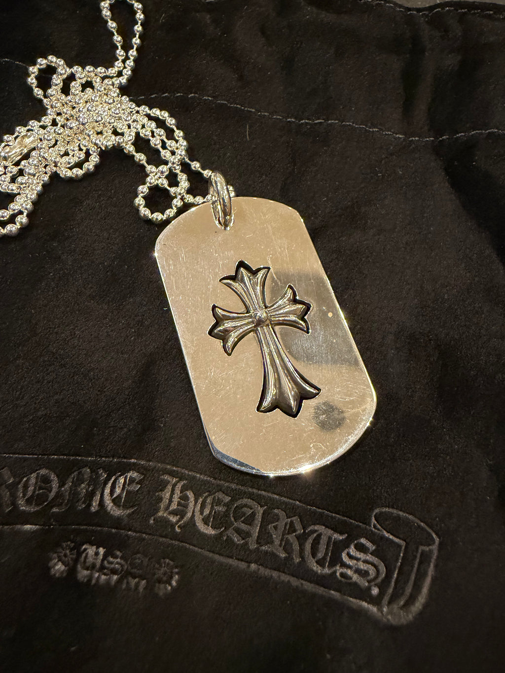Chrome Hearts Cross Imprint Dog Tag Necklace