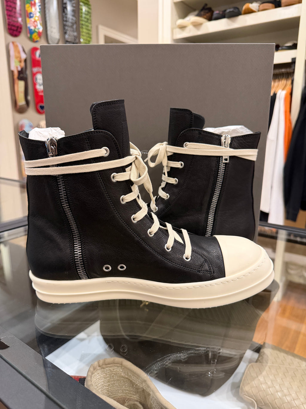 Rick Owens Ramone High Top - Black Leather