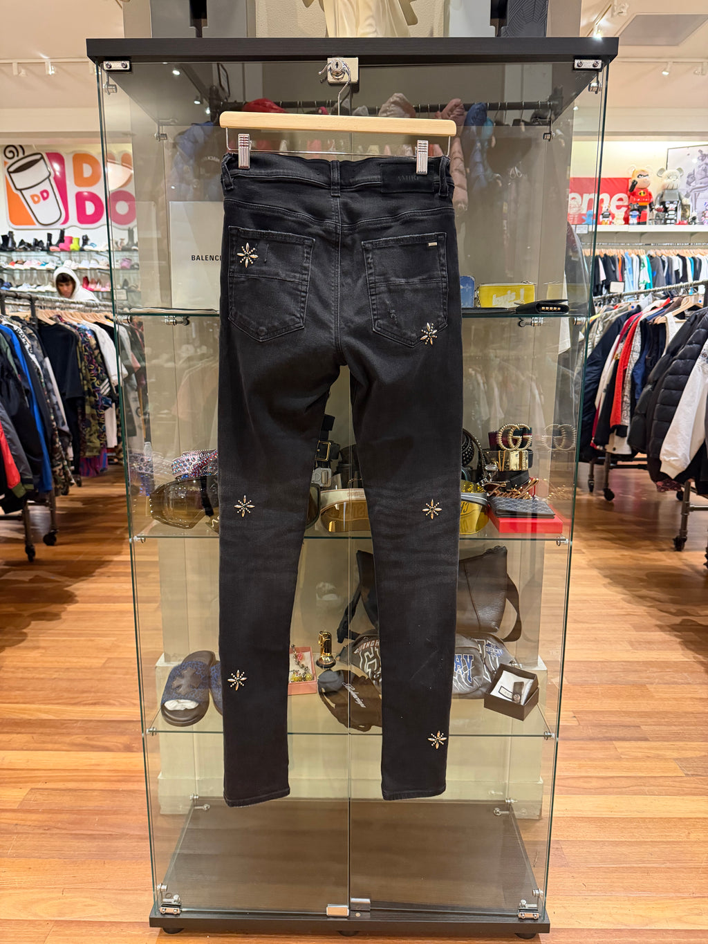 Amiri MX1 Distressed Studded Skinny Jeans - Baby Blue