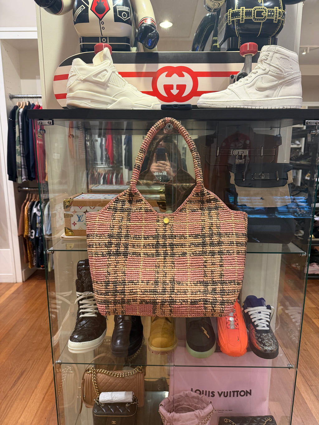 Burberry Extra Large Margate Raffia Check Tote