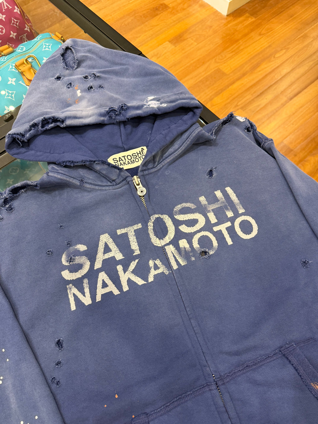 Satoshi Nakamoto Luke Distressed Zip Up Hoodie