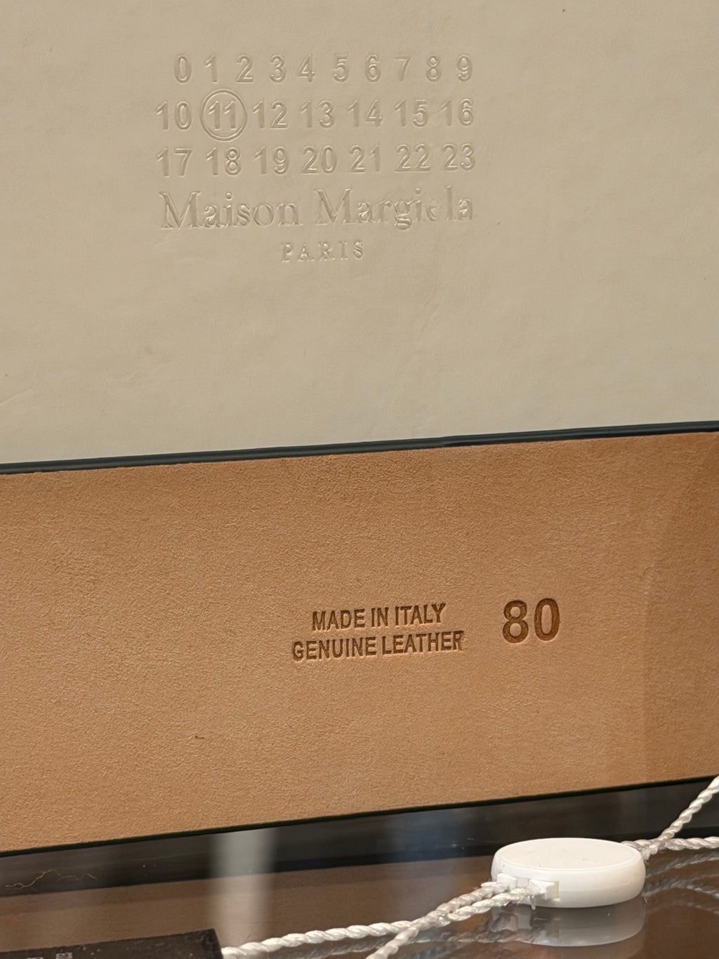 Maison Margiela Four Stitch Grained Leather Belt - Blue
