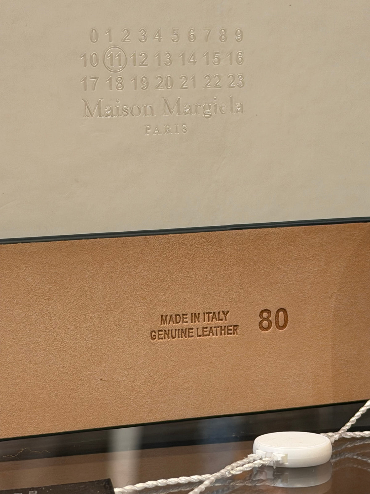 Maison Margiela Four Stitch Grained Leather Belt - Blue