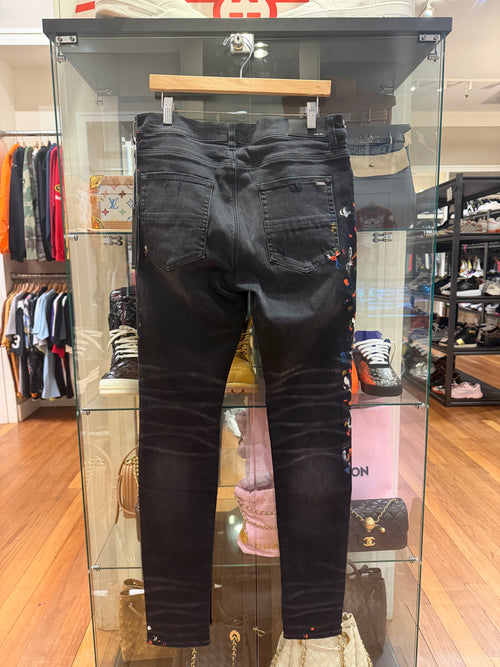 Amiri Skinny Denim Jeans Paint Splatter - Black