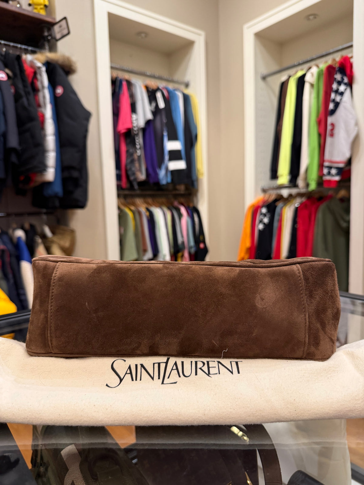 Saint Laurent LouLou Large in Suede - Caramel Cognac