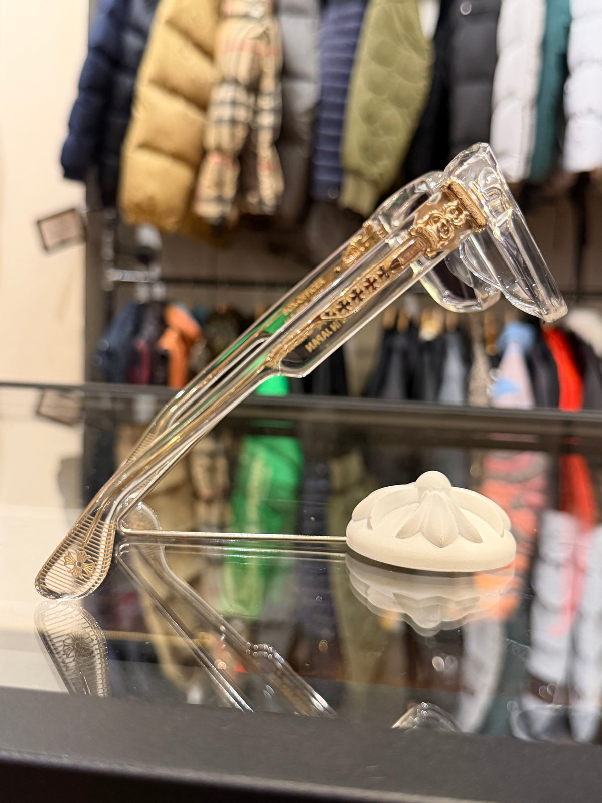 Chrome Hearts Box Officer SunGlasses - Clear & Gold
