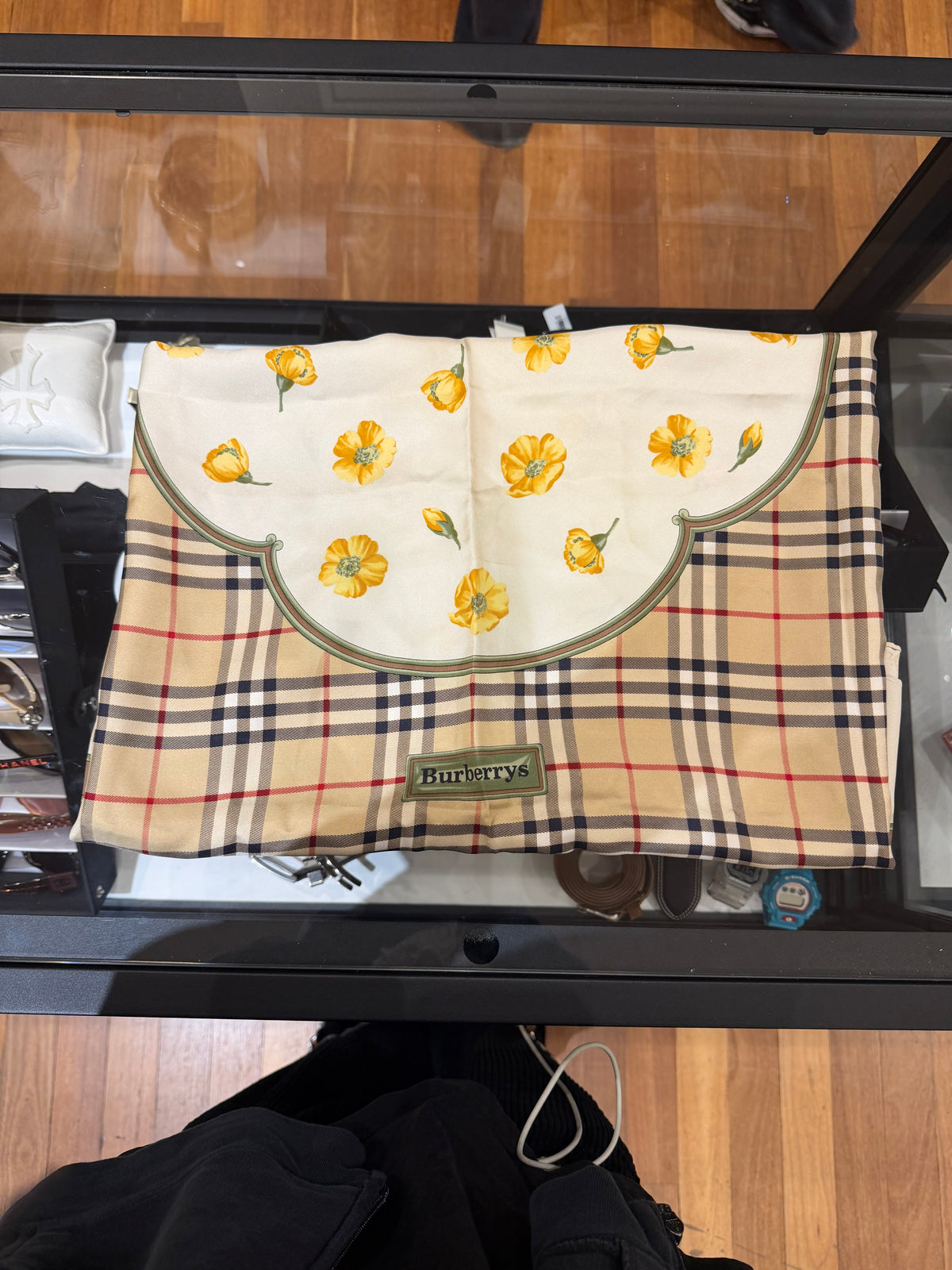 Burberry Nova Plaid Flower Motif Silk