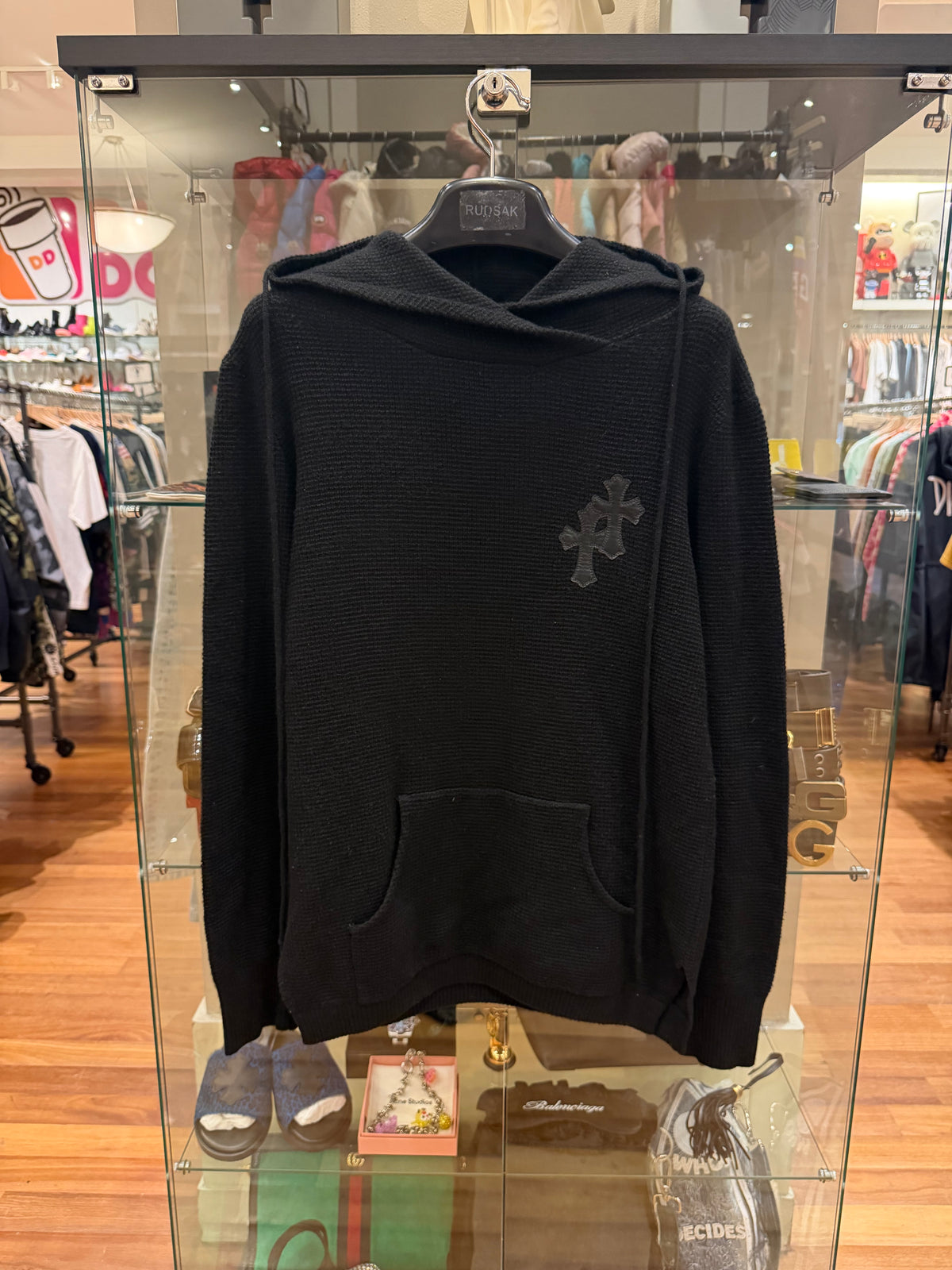 Chrome Hearts Cashmere Triple Cross Patch Waffle Hoodie