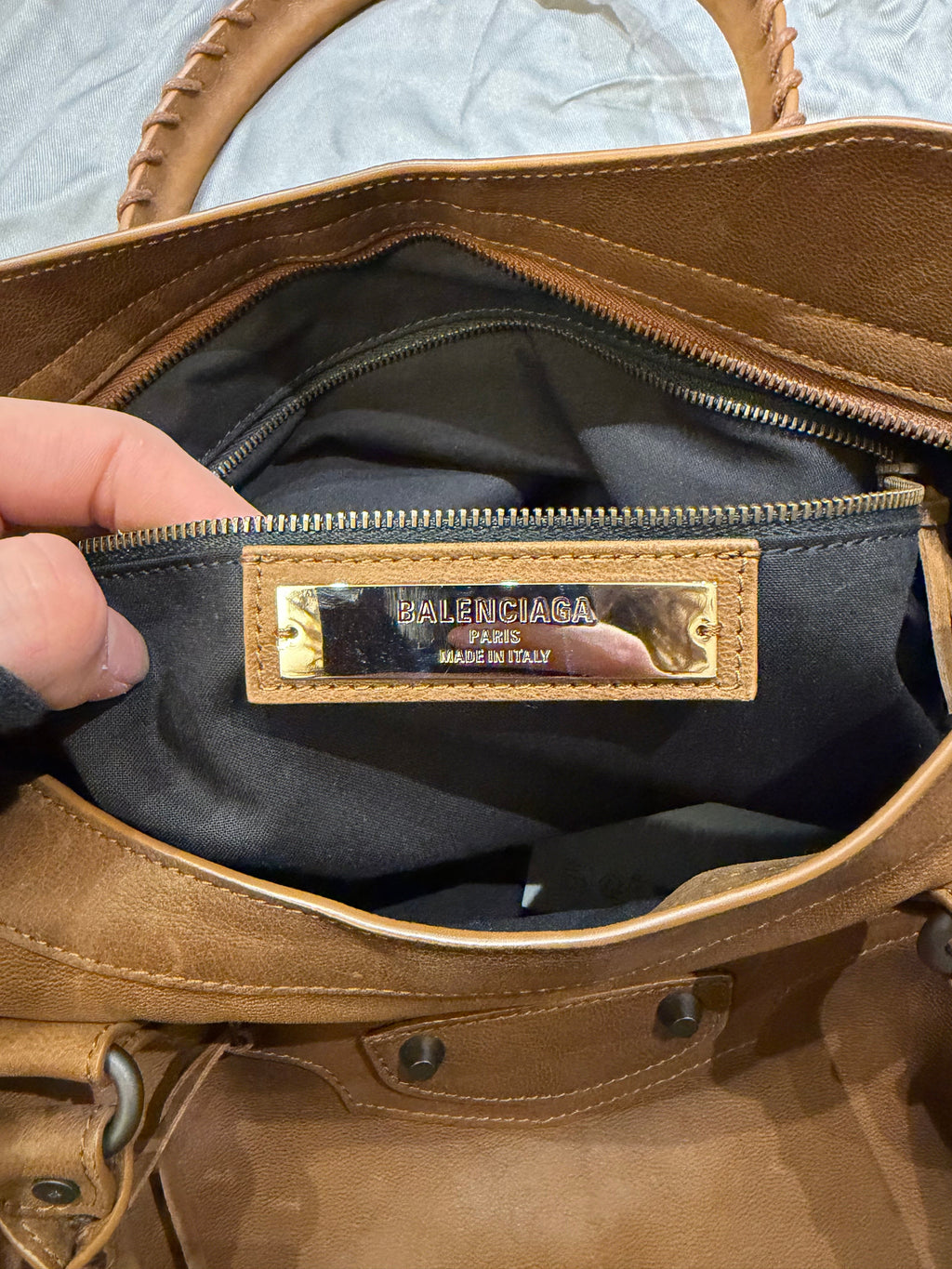 Balenciaga Large Le City Bag  - Brown Caramel Goat Leather