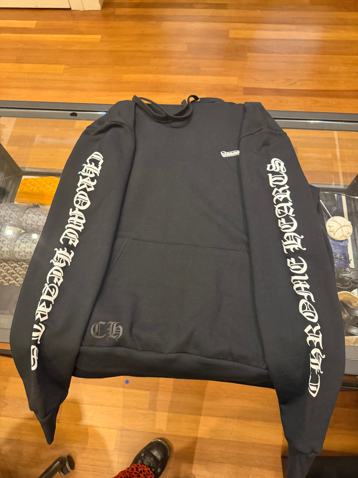 Chrome Hearts Scroll Logo Hoodie - Black