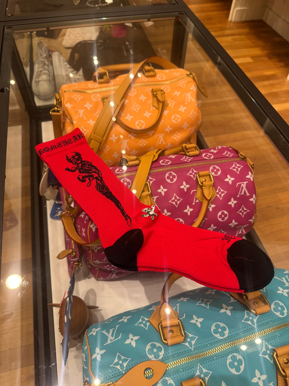 Chrome Hearts Fotti Socks - Red/Black (M)
