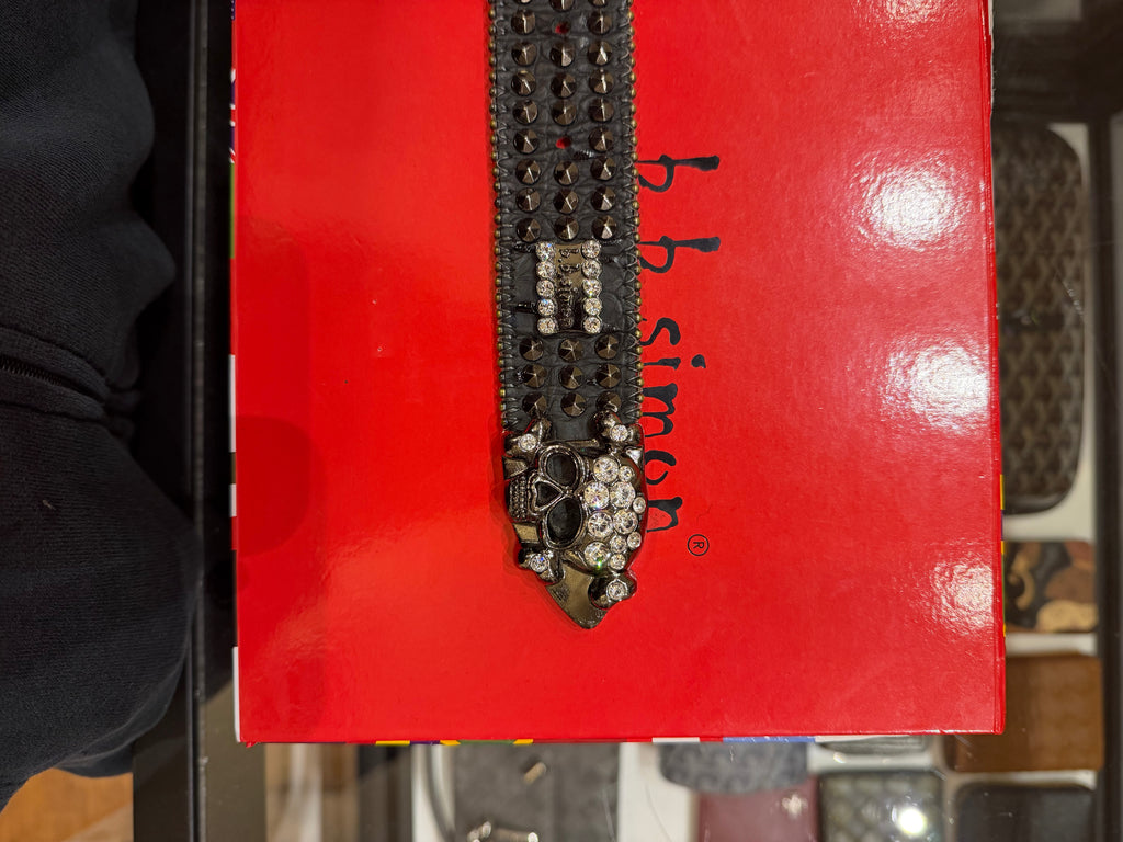 B.B. Simon Skull Pile Studded Belt