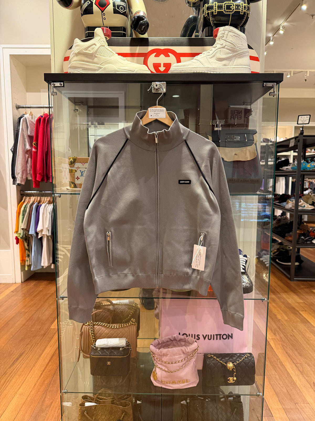 Miu Miu Technical Yarn Full Zip Cardigan - Grey (WMNS)