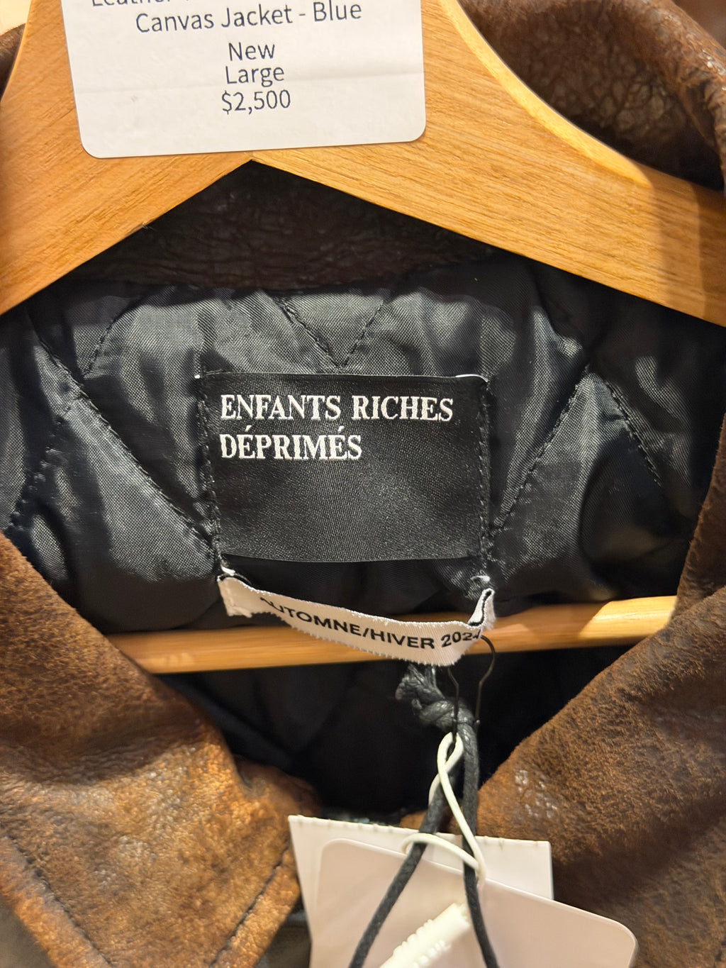 Enfants Riches Désprimés Leather Trimmed Distressed Canvas Jacket - Blue