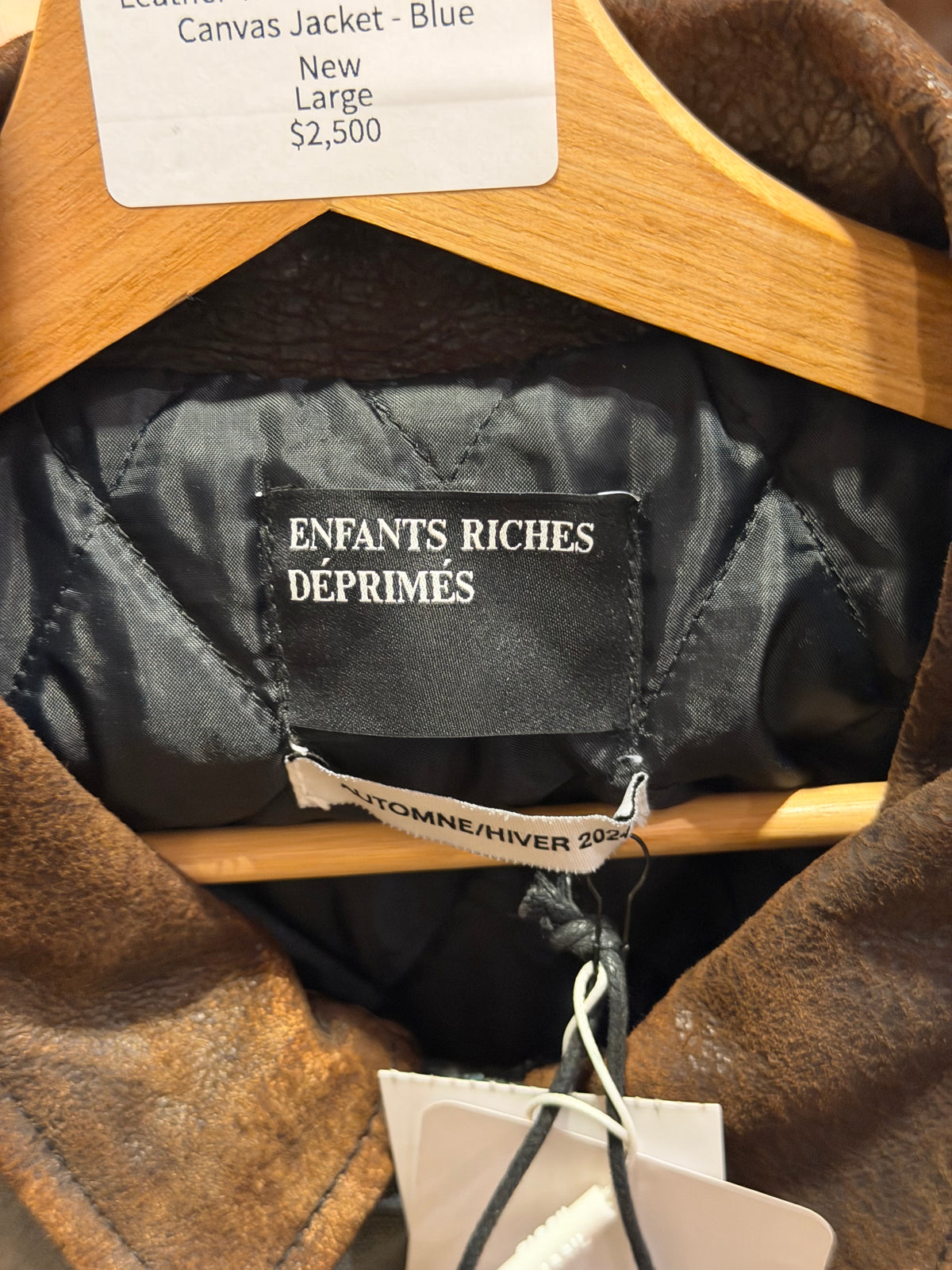 Enfants Riches Désprimés Leather Trimmed Distressed Canvas Jacket - Blue