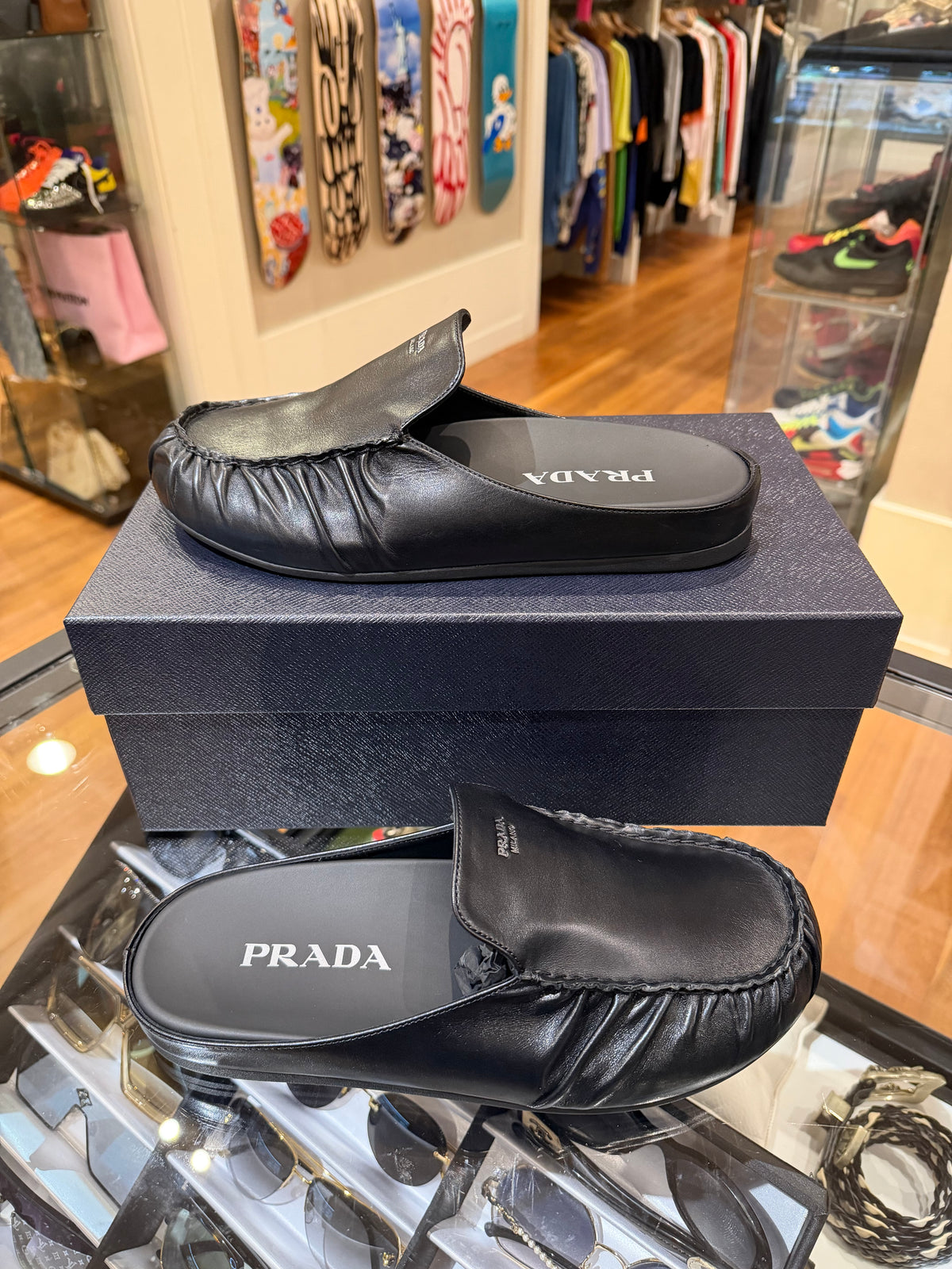 Prada Leather Mules - Black