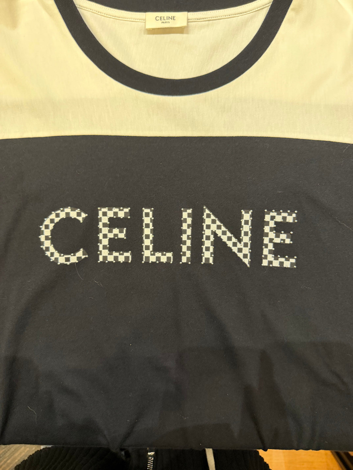 Celine Loose Checkered Logo Tee