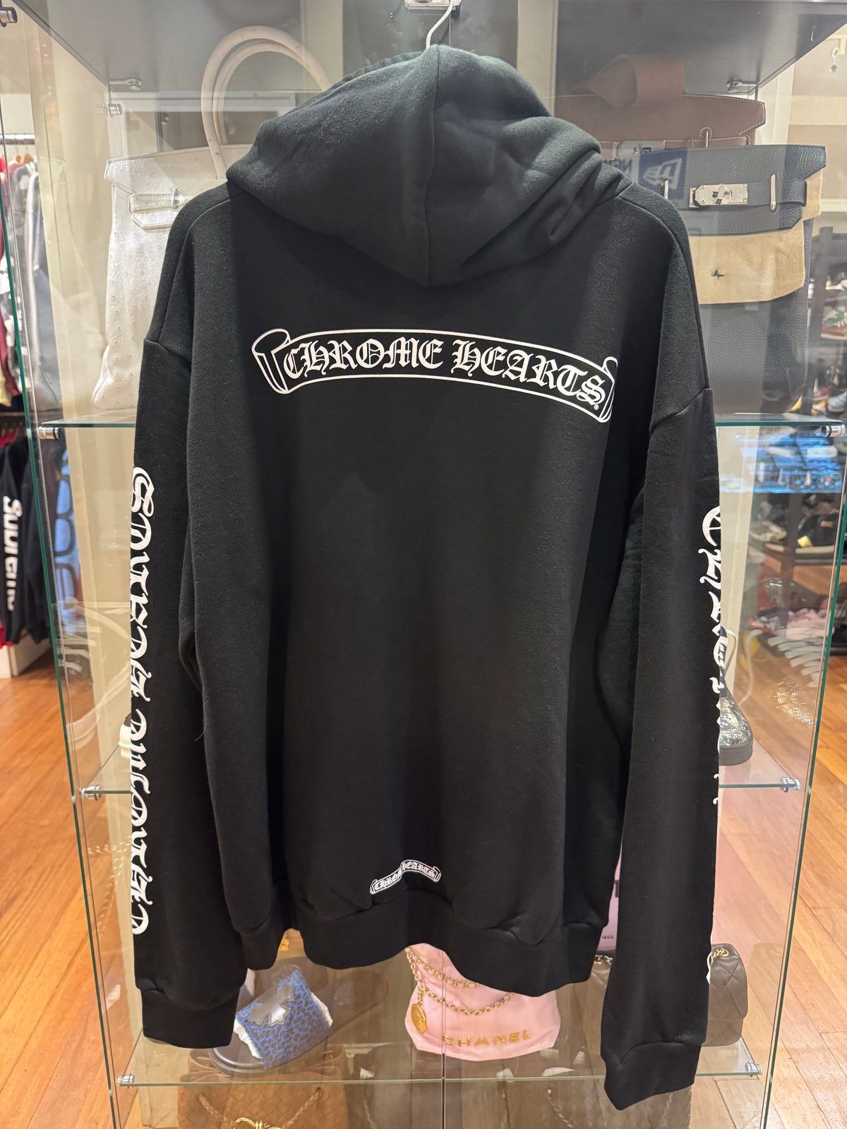 Chrome Hearts Scroll Logo Hoodie - Black