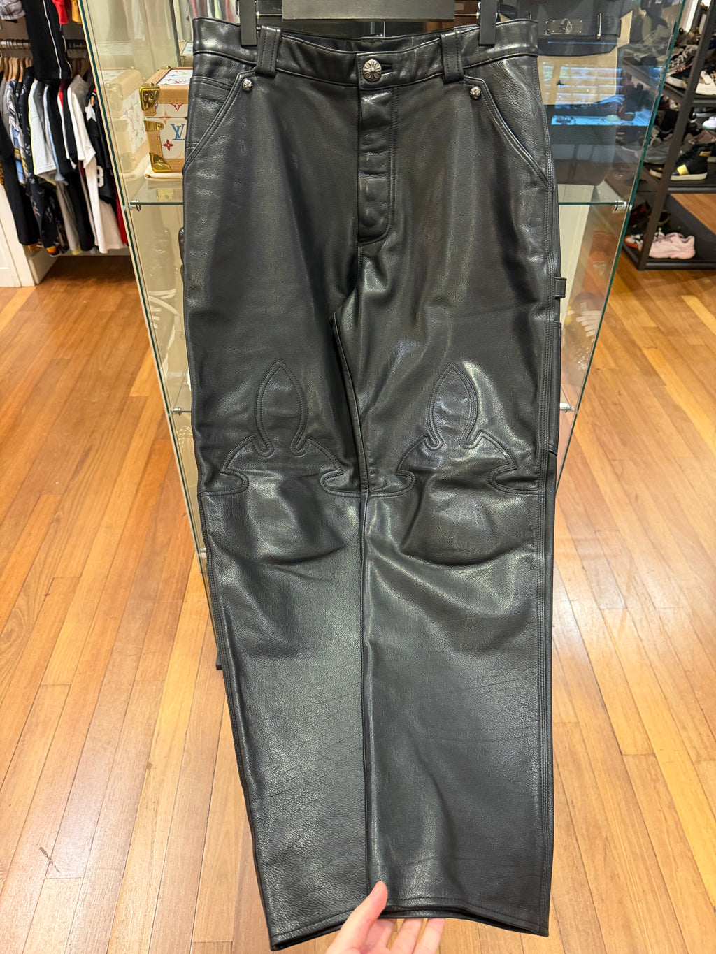Chrome Hearts Fleur Carpenter Pants - Black Goat Leather