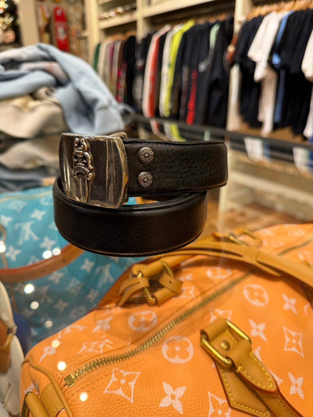 Chrome Hearts Dagger Buckle + Leather Belt Strap - Black