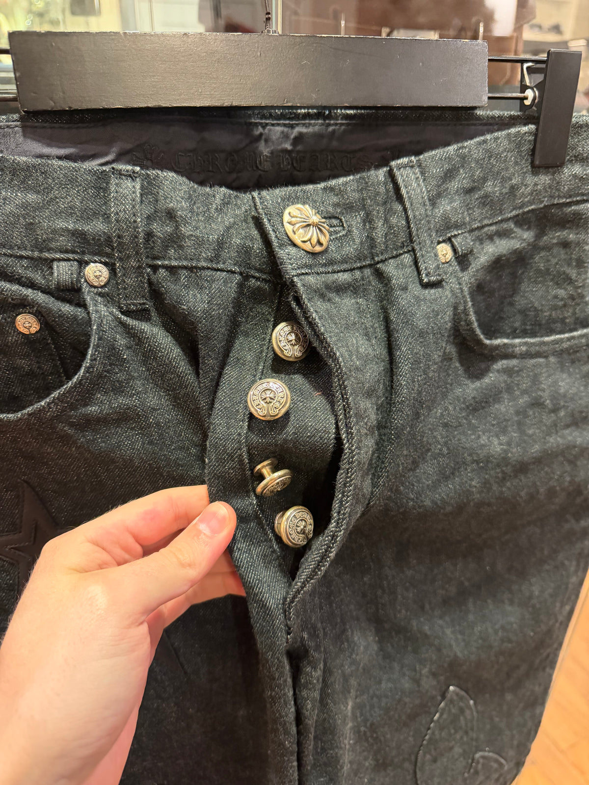Chrome Hearts Fleur Knee Star Patch ‘Second Chances’ Indigo Denim