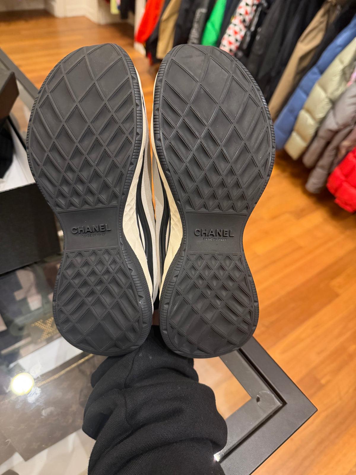 Chanel Fabric Suede Calfskin Sneakers - White