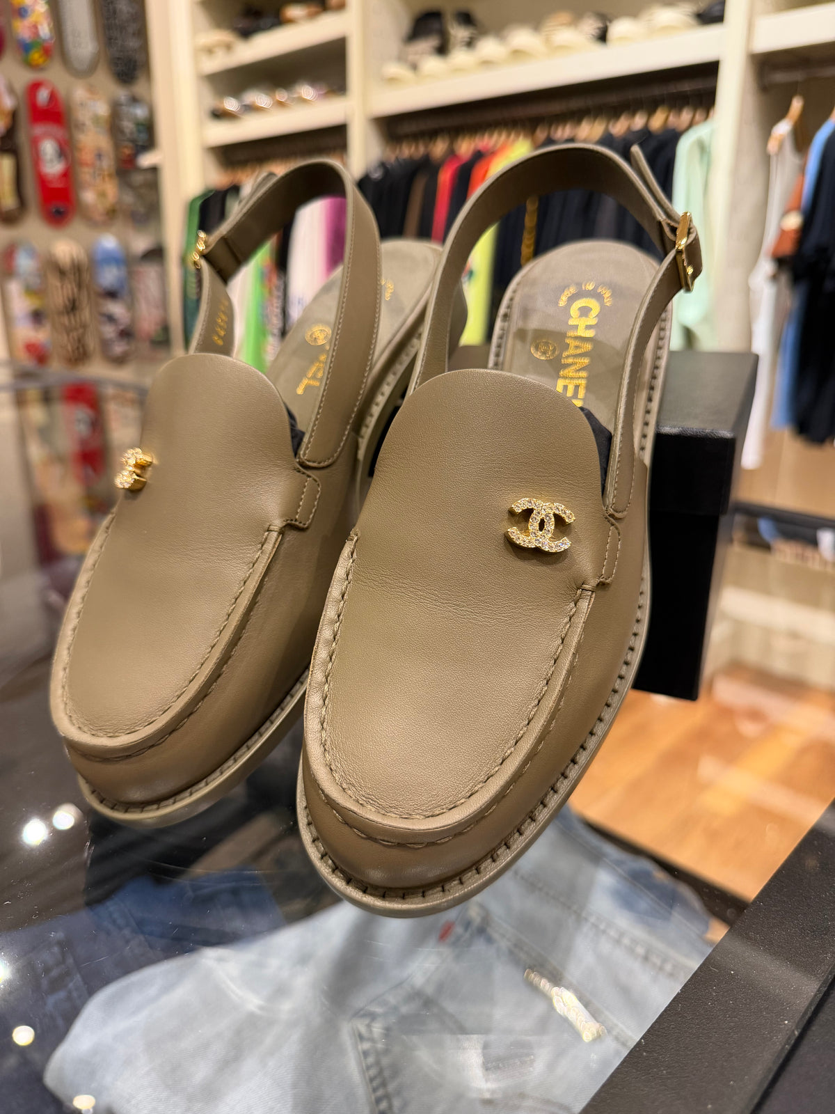 Chanel 26A Slingback Loafers - Dark Khaki