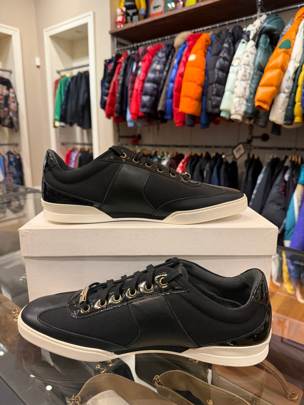 Versace Gold Letters Leather Sneakers